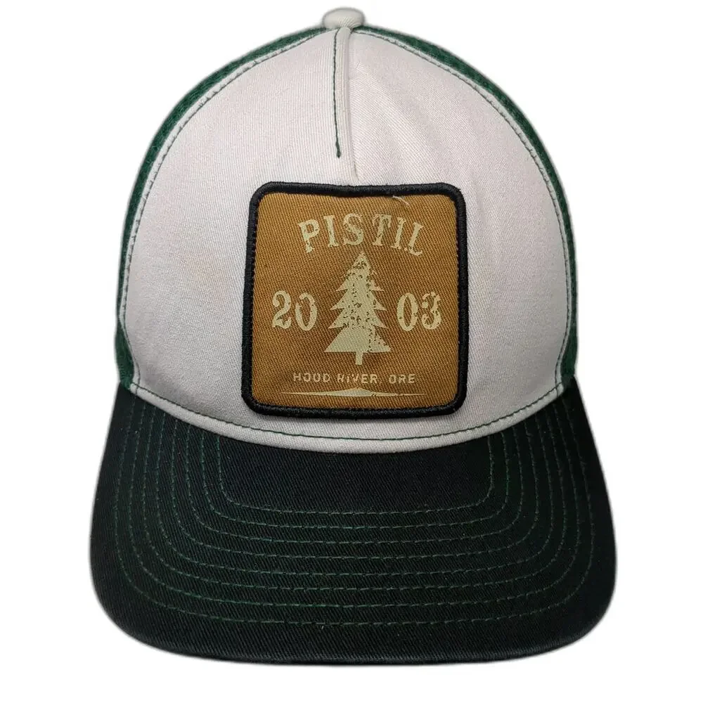 Pistil Trucker Hat One Size Green White Mesh Snapback Pine Tree Hood River Ore